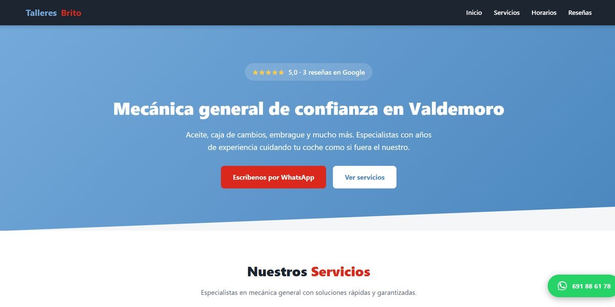 Web de taller publicada por Autodomy Solutions