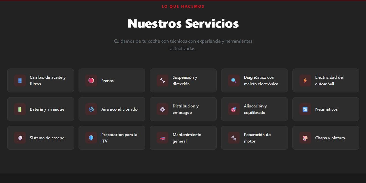 Web de taller publicada por Autodomy Solutions
