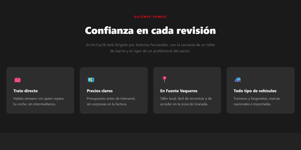 Web de taller publicada por Autodomy Solutions